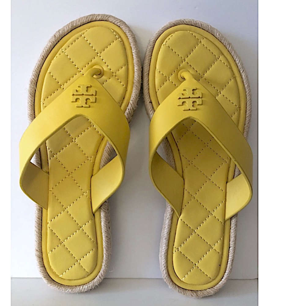 Tory Burch leather Quilted Espadrille Thong